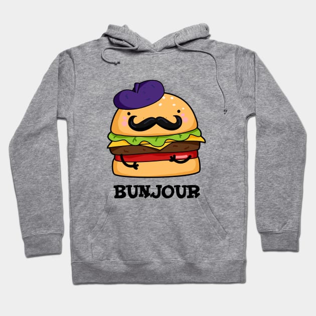 Bunjour Cute French Burger Bun PUn Hoodie by punnybone